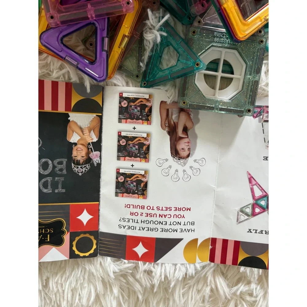 FAO Schwarz Magnetic Tiles 80 Piece Set -‎ Triangles Squares STEM Toy